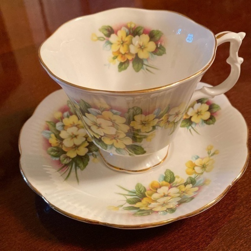Vintage Royal Albert Bone China from England yellow flowers with gold trim